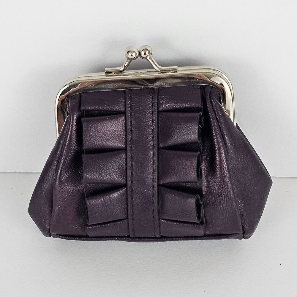 Miche Karie Purple Ruffle Front Faux Leather Coin Pouch